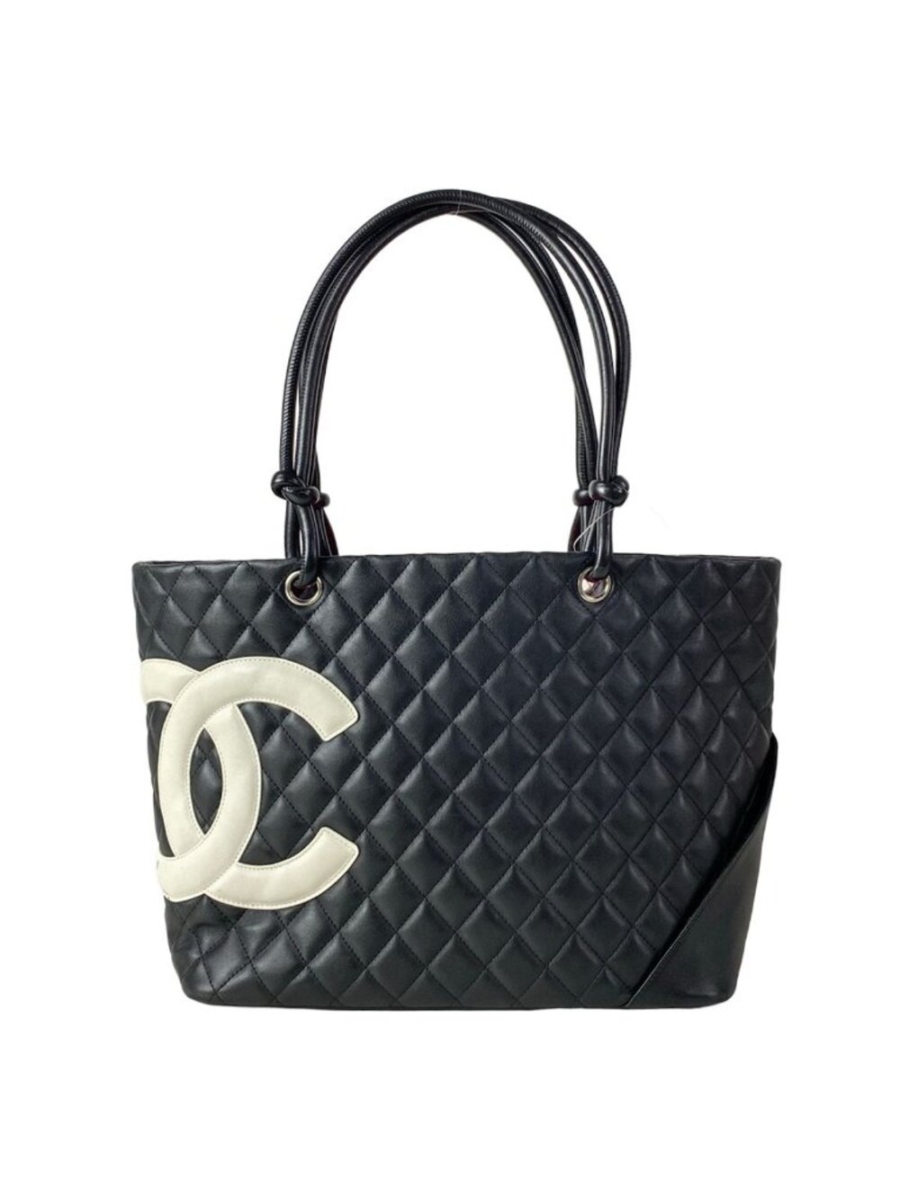 Chanel Tote Bag Cambon Line Large Black White Leather